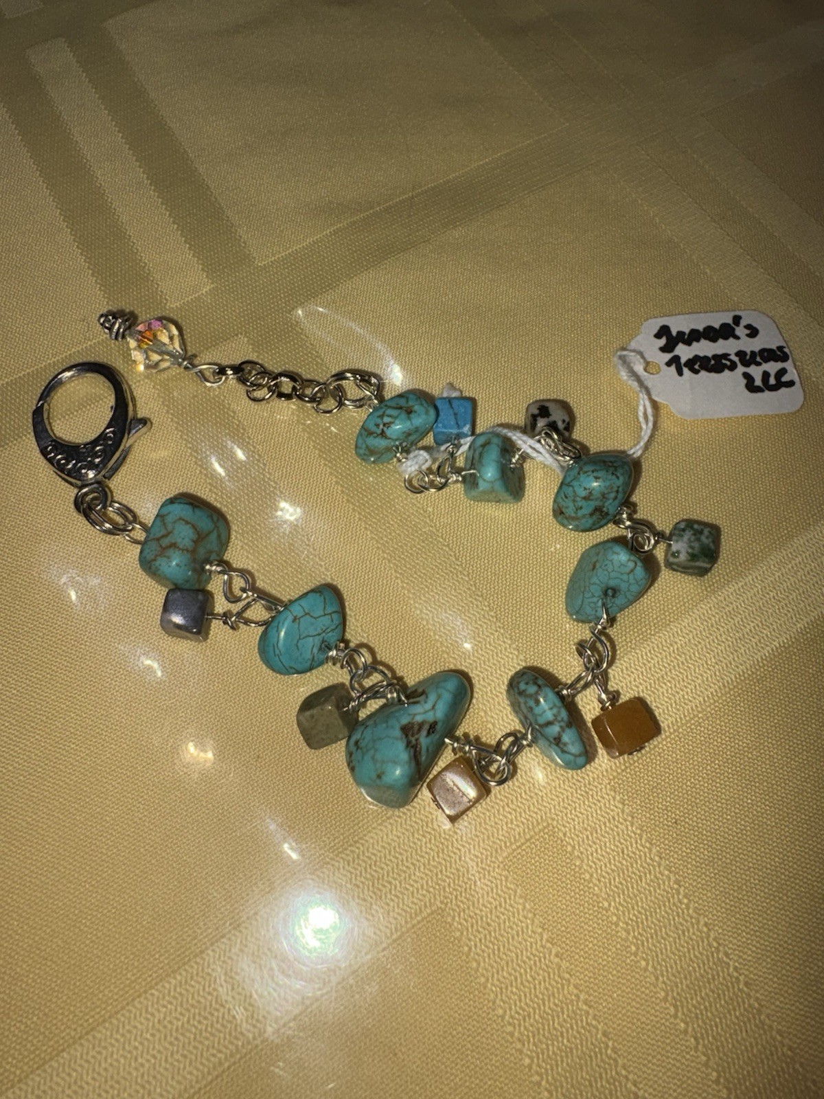 7-9” adjustable Tessa’s Treasures LLC turquoise wire wrapped bracelet