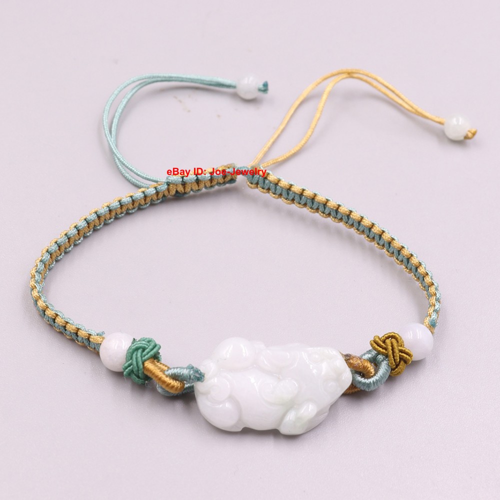 New Natural Jade Pixiu Handmade Knitted Bracelet Fit Wrist 6.3inch BEST GIFT
