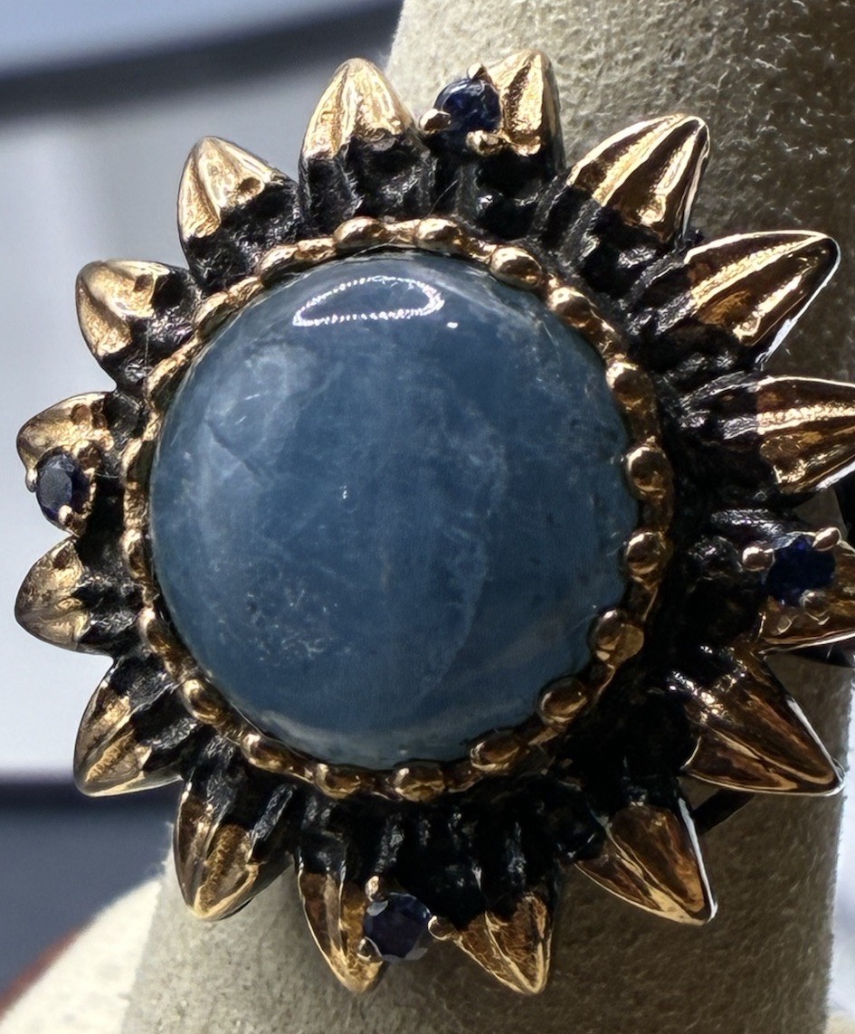 Aquamarine in Black Rhodium & 18K Gold over Sterling Silver Size 8.25 Ring