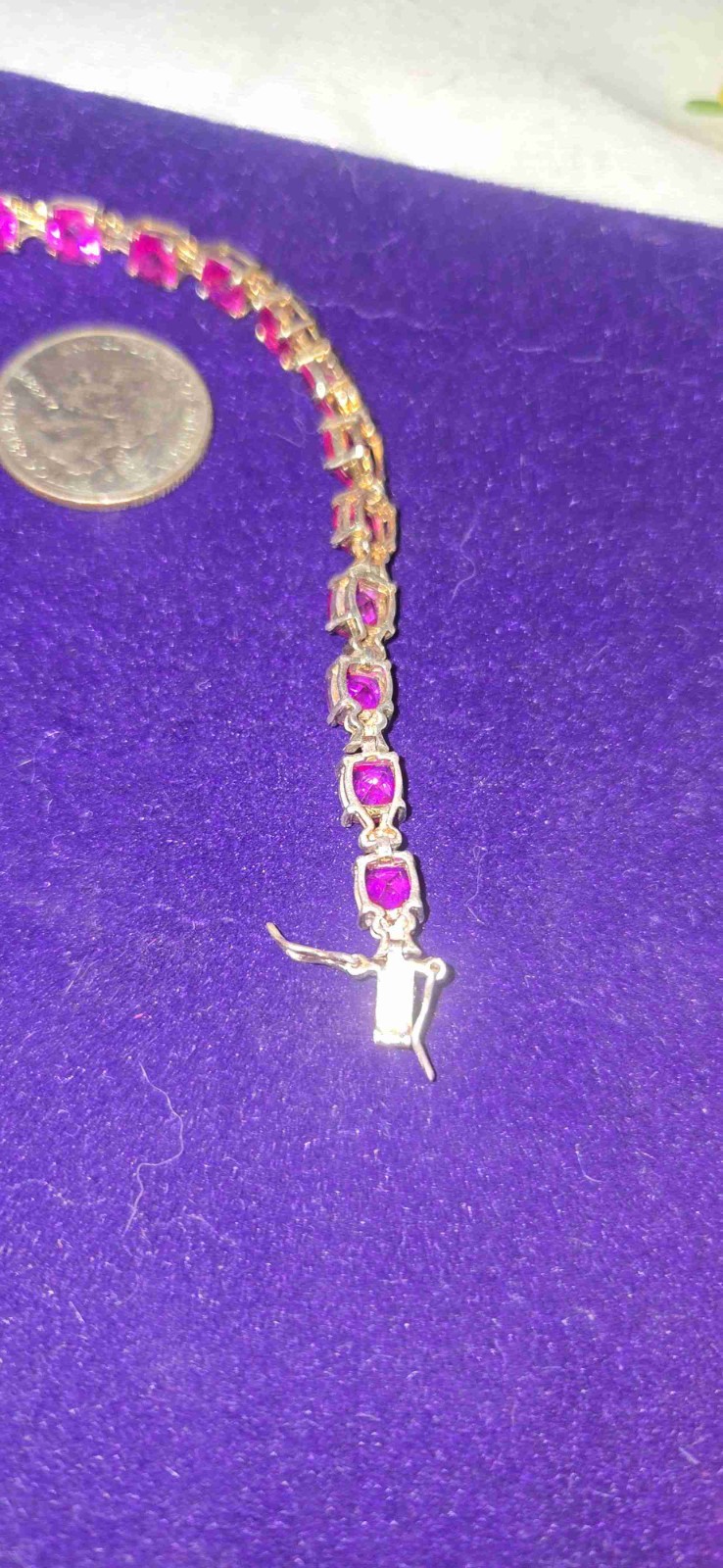 Breathtaking Ruby Jemstones Set In Sterling Tennis Bracelet