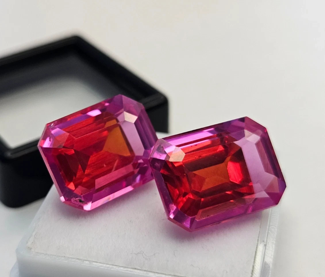 Emerald Cut Pitambari Sapphire 34+ Ct Natural Certified Pair Gemstone FR-026
