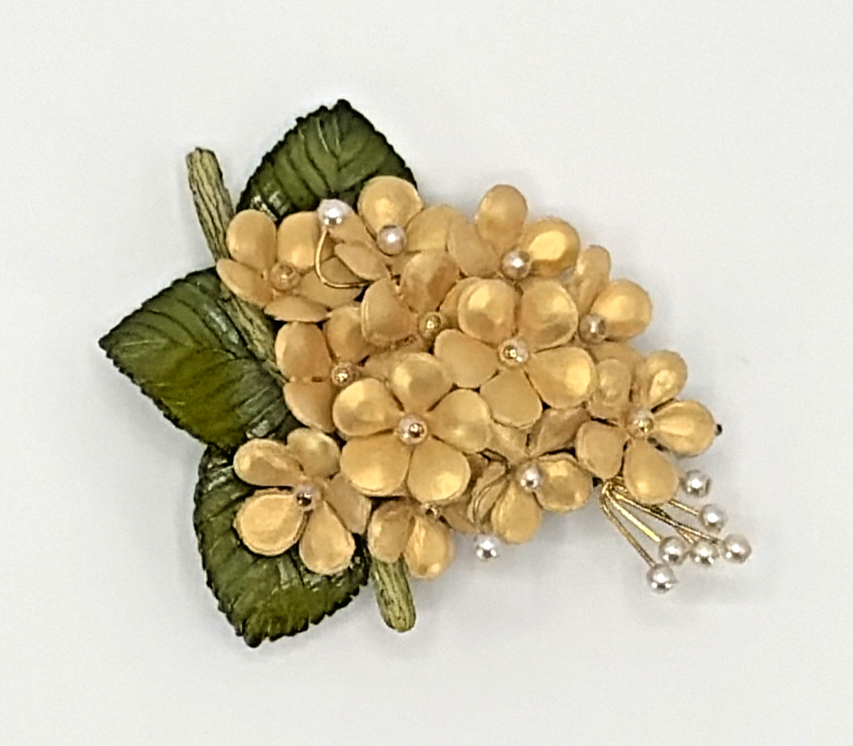 CILIA BIJOUX PARIS Floral Brooch Hand Cut & Molded w/Emaline Resin in France