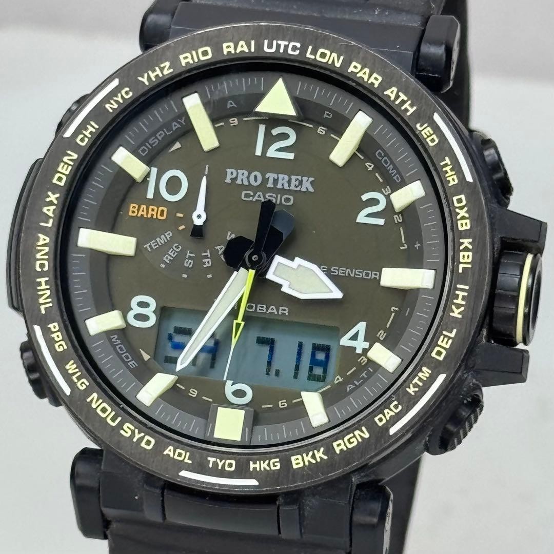 Excellent Condition PROTREK PRG 650YL Tough Solar Black Ana Digi Working