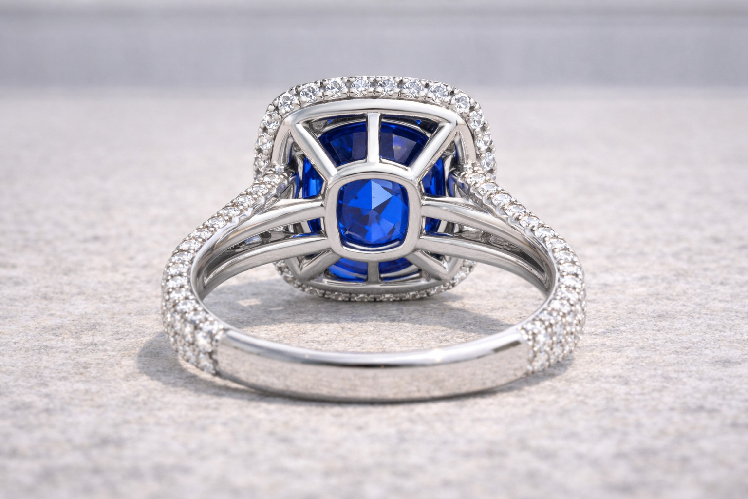 5.50 Ct Cushion Cut Natural Sapphire & Diamond Propose Ring 14k White Gold Sz 8