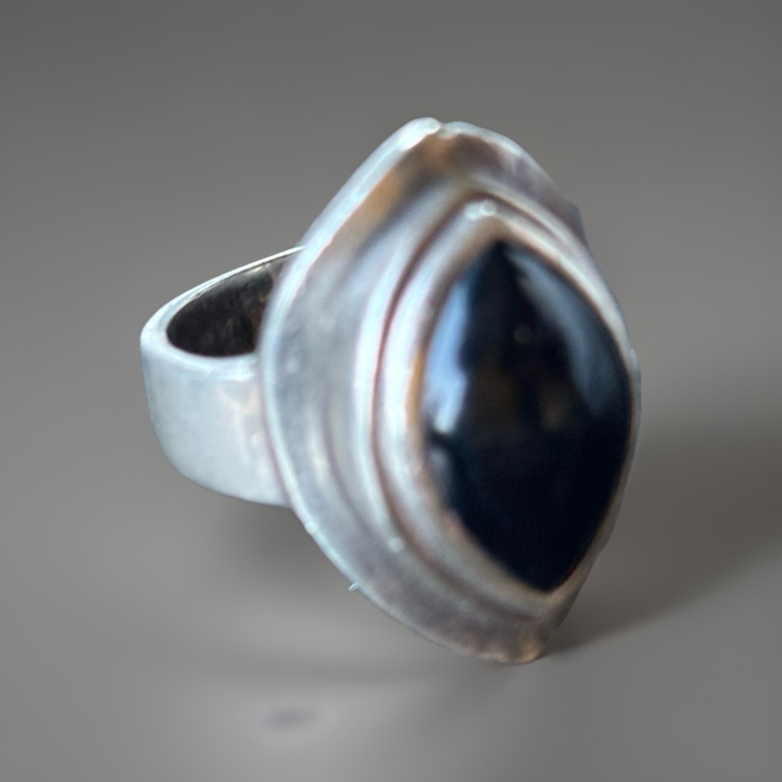 Sajen Sterling Silver Ring 925 Onyx Stone Size 6