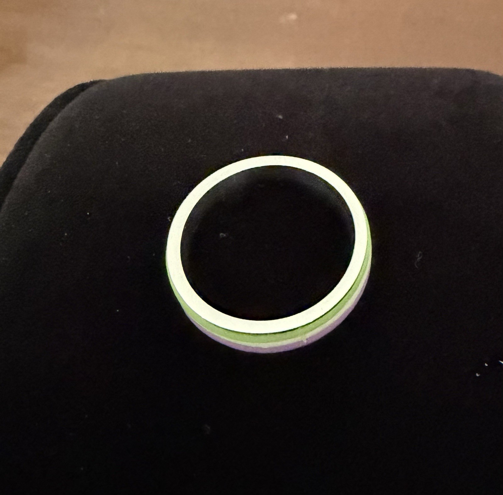 Stainless Steel Ring With Lavender, White, & Lime Green Silicone Incerts Size 8