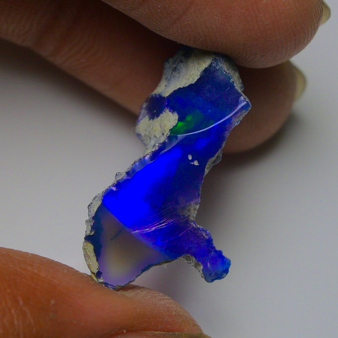 Blue Ethiopian Opal Rough 6.45 cts Smoked Black Opal Raw, Fire Opal