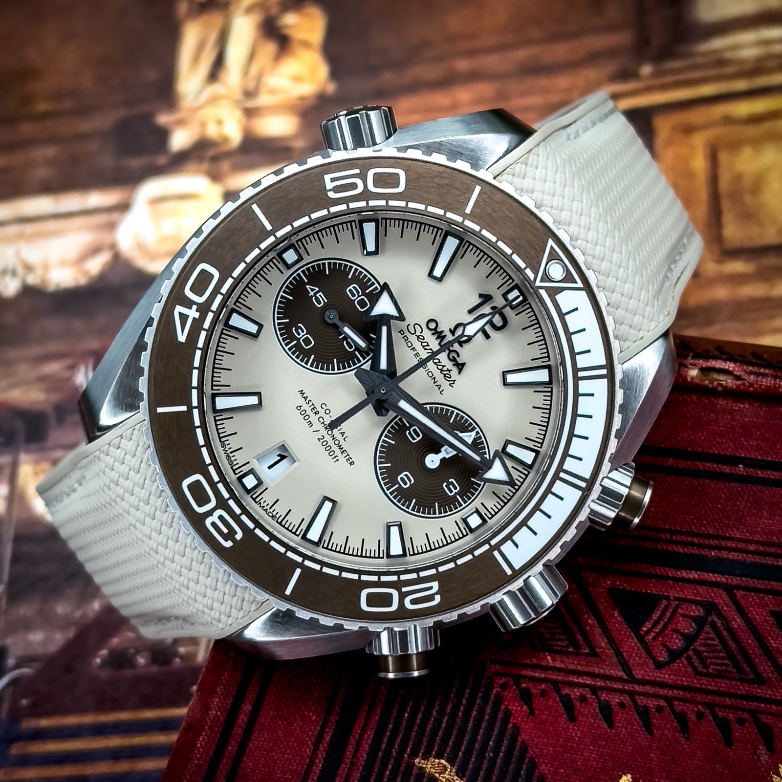 Omega Seamaster Planet Ocean Chronograph Beige Dial 45.5mm 215.32.46.51.09.001