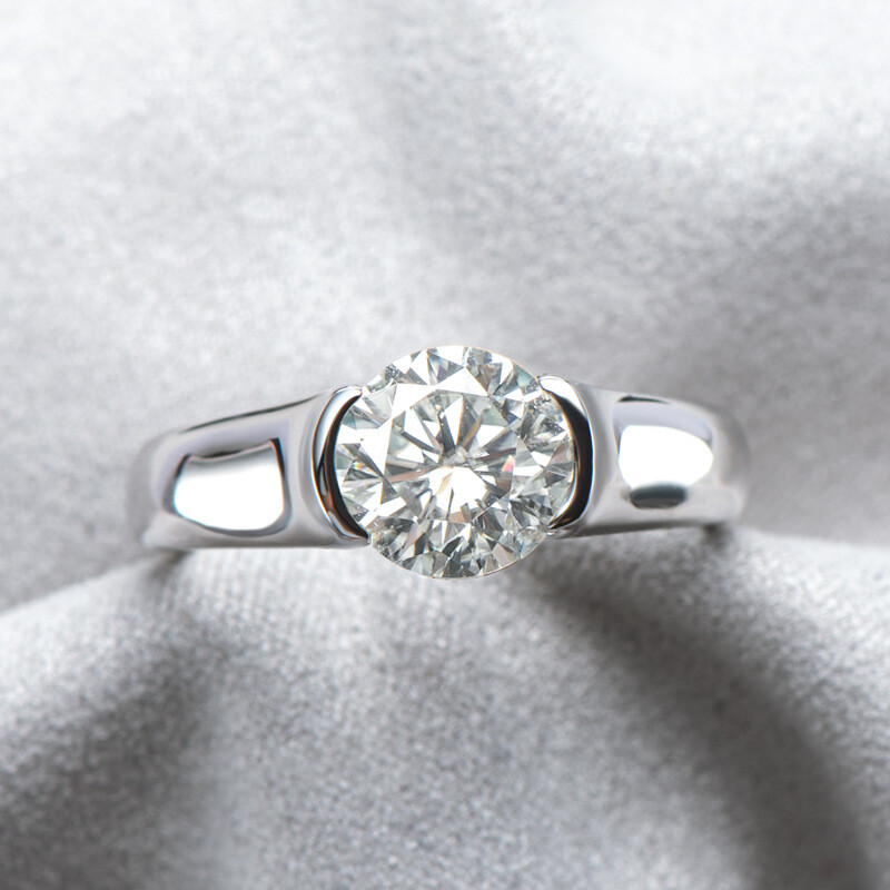 GRA Certificated Real 2CT Moissanite Diamond Wedding Sterling Silver Ring R9