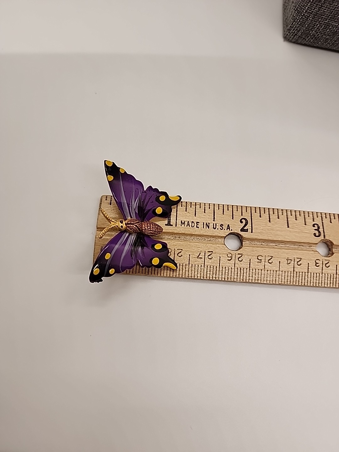 Vintage 1970’s Purple Yellow Enamel Butterfly Korea Signed