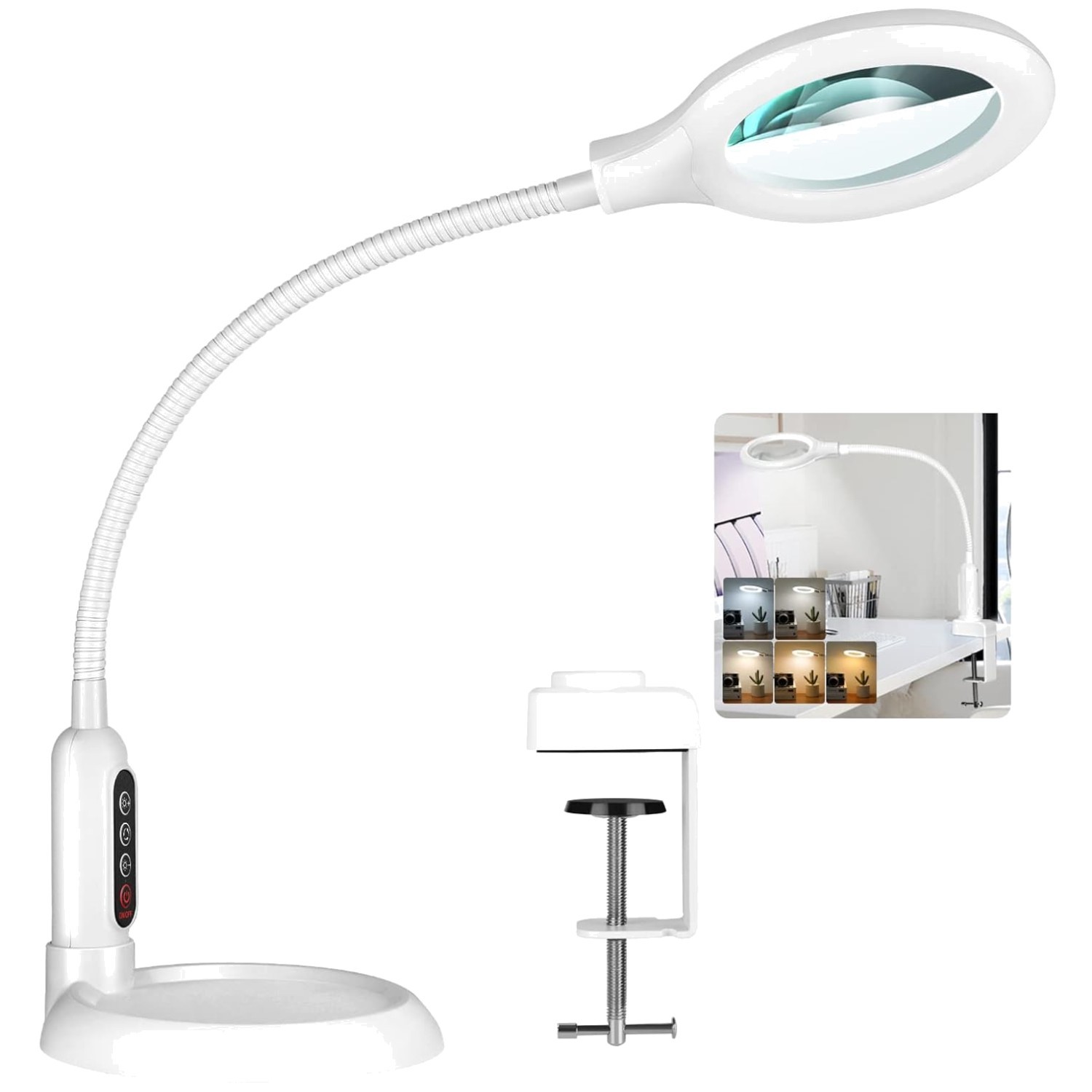 Flexible Gooseneck LED Desk Lamp Hands Free