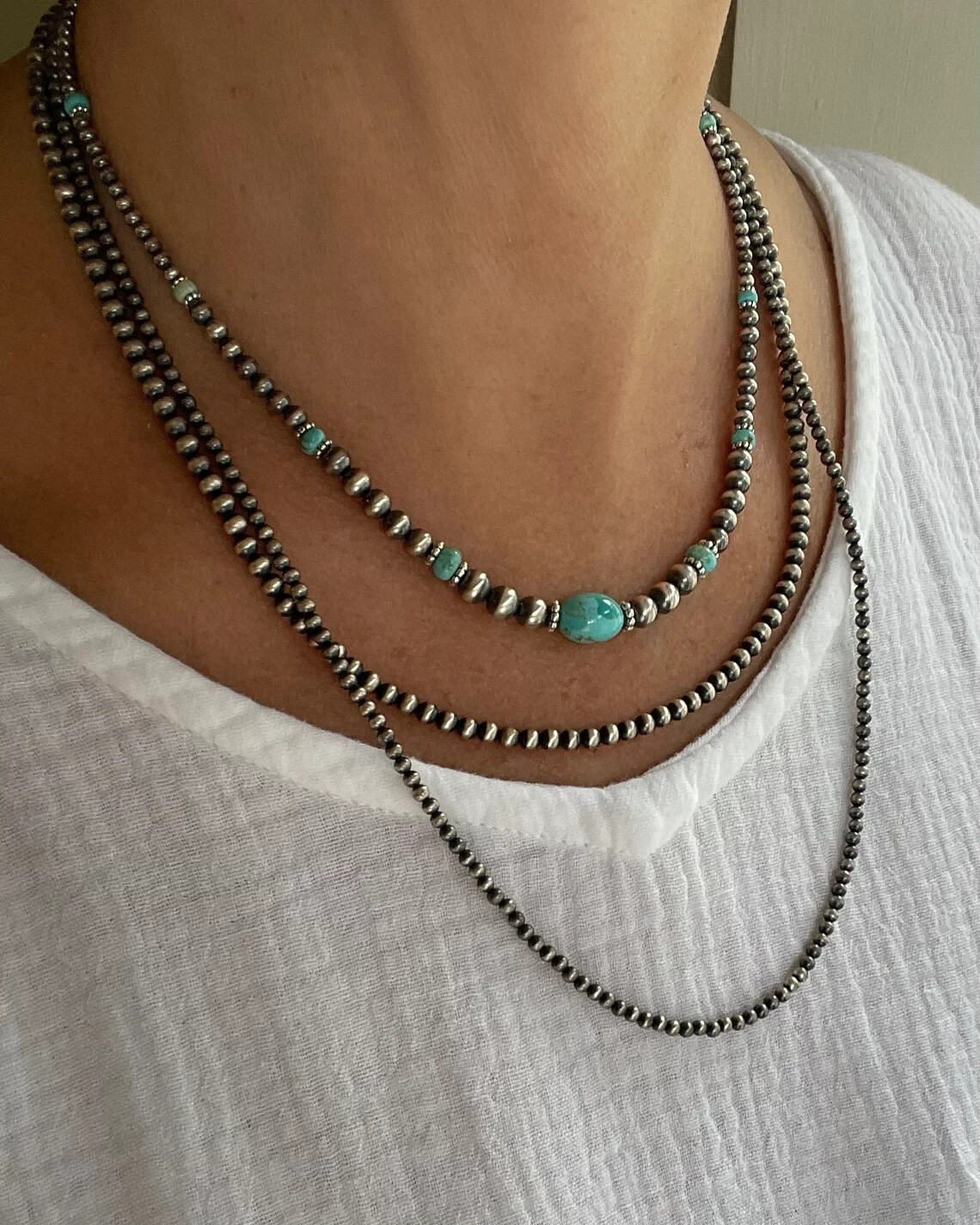 Blue-Green Kingman Turquoise & Sterling Silver Necklace | Southwestern Elegance