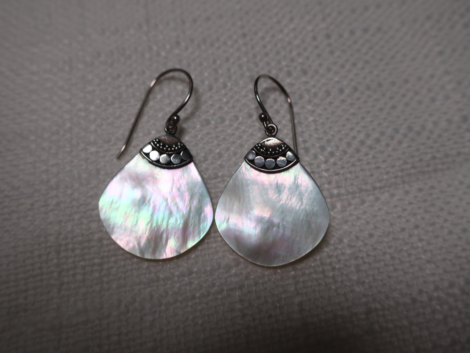 Mother of pearl sterling silver teardrop style earrings