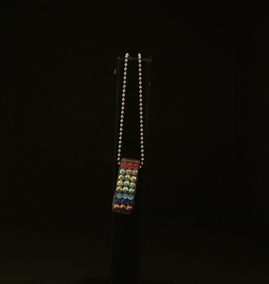 Rainbow Gem Pride Brick Necklace, 22 In, LGBTQIA+, MiaChavi Geekery