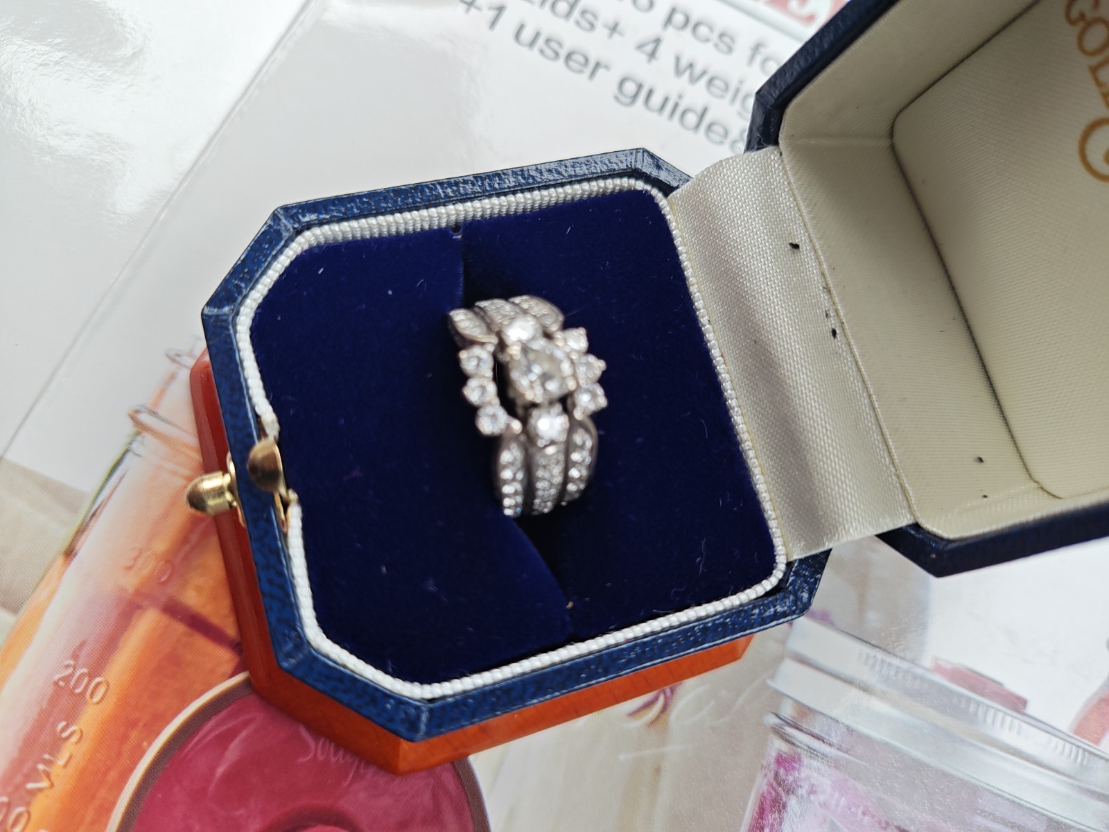 wedding ring set diamond engagement ring 14k white gold soldered wedding band