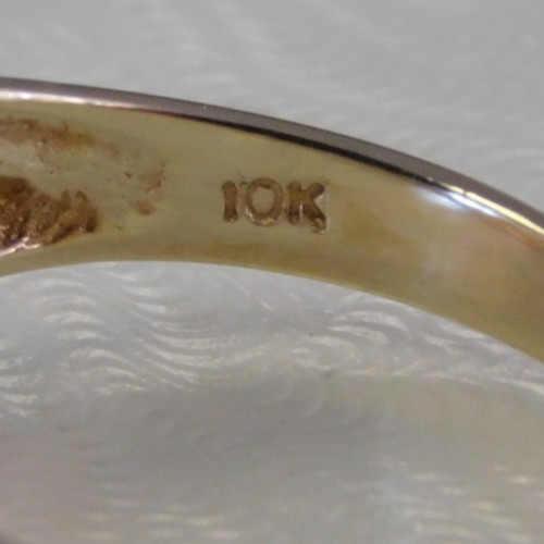 NEW Ladies 10K Yellow Gold Genuine Sapphire & Diamond Ring Sz 6 1/2, 3 grams