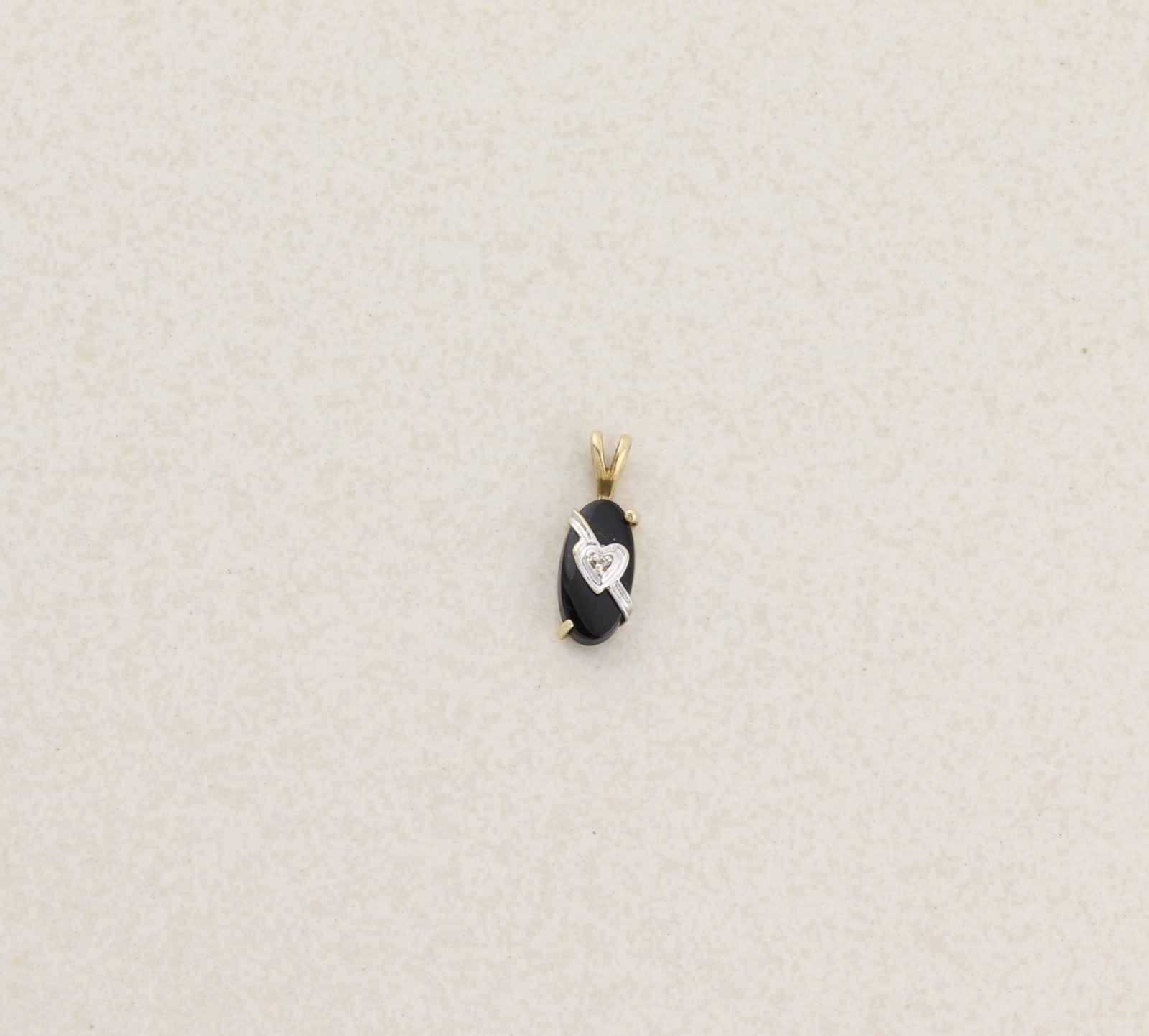 Pendant Only 10k Yellow Gold Onyx & Diamond Pendant 3/4″ x 1/4″ inch