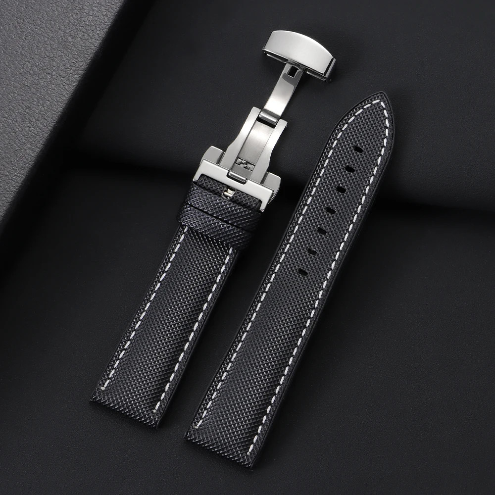 Nylon Rubber Strap 20-22mm Butterfly Buckle for IWC Tudor Seiko
