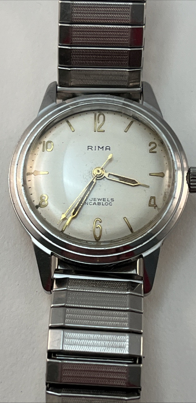 Rima Incabloc 17j 17 Jewel Man’s Wristwatch Runs Great Stainless Steel