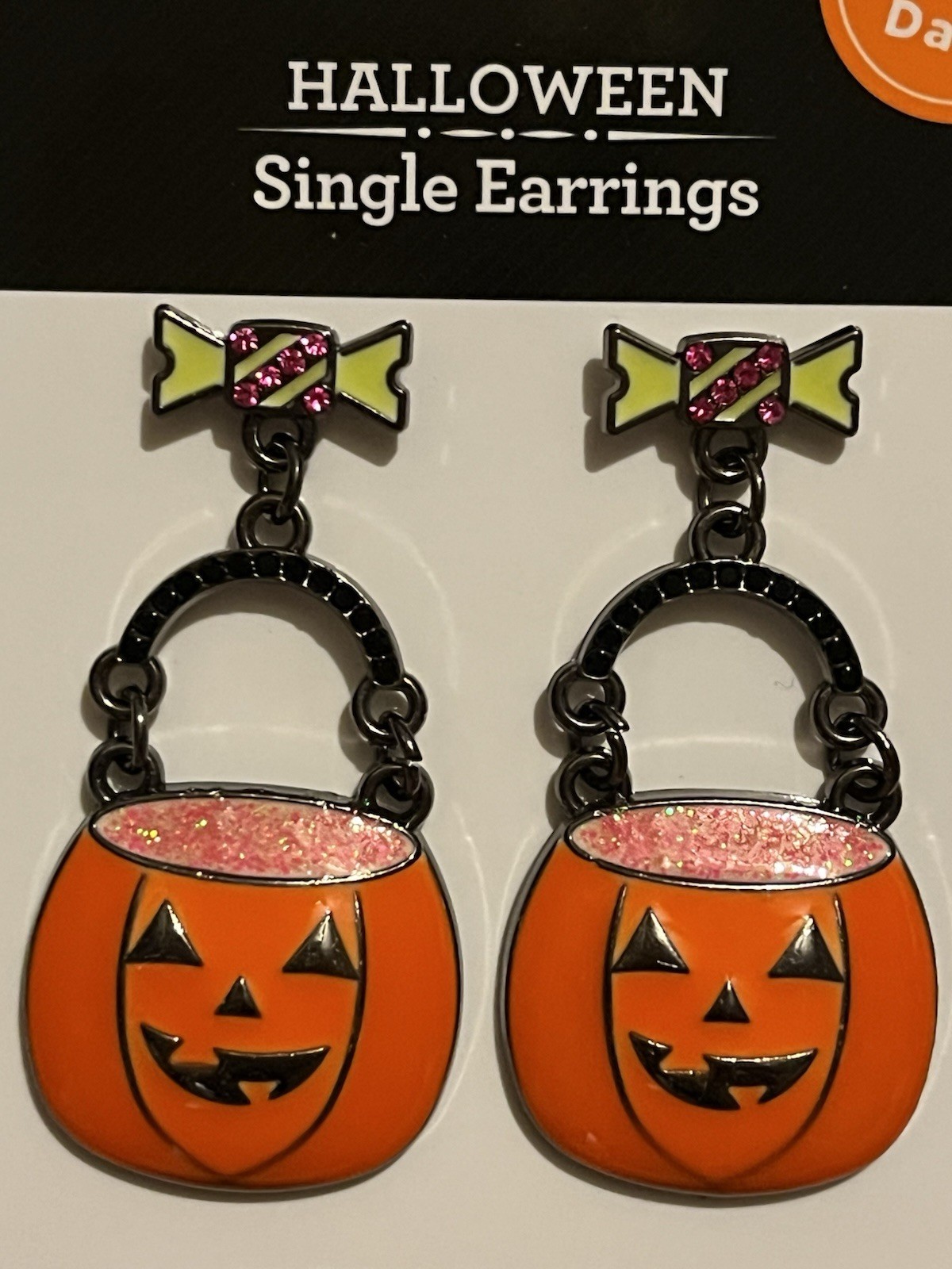 Way to Celebrate! Halloween Pumpkin Dangle Earrings Glow In Dark Hypoallergenic