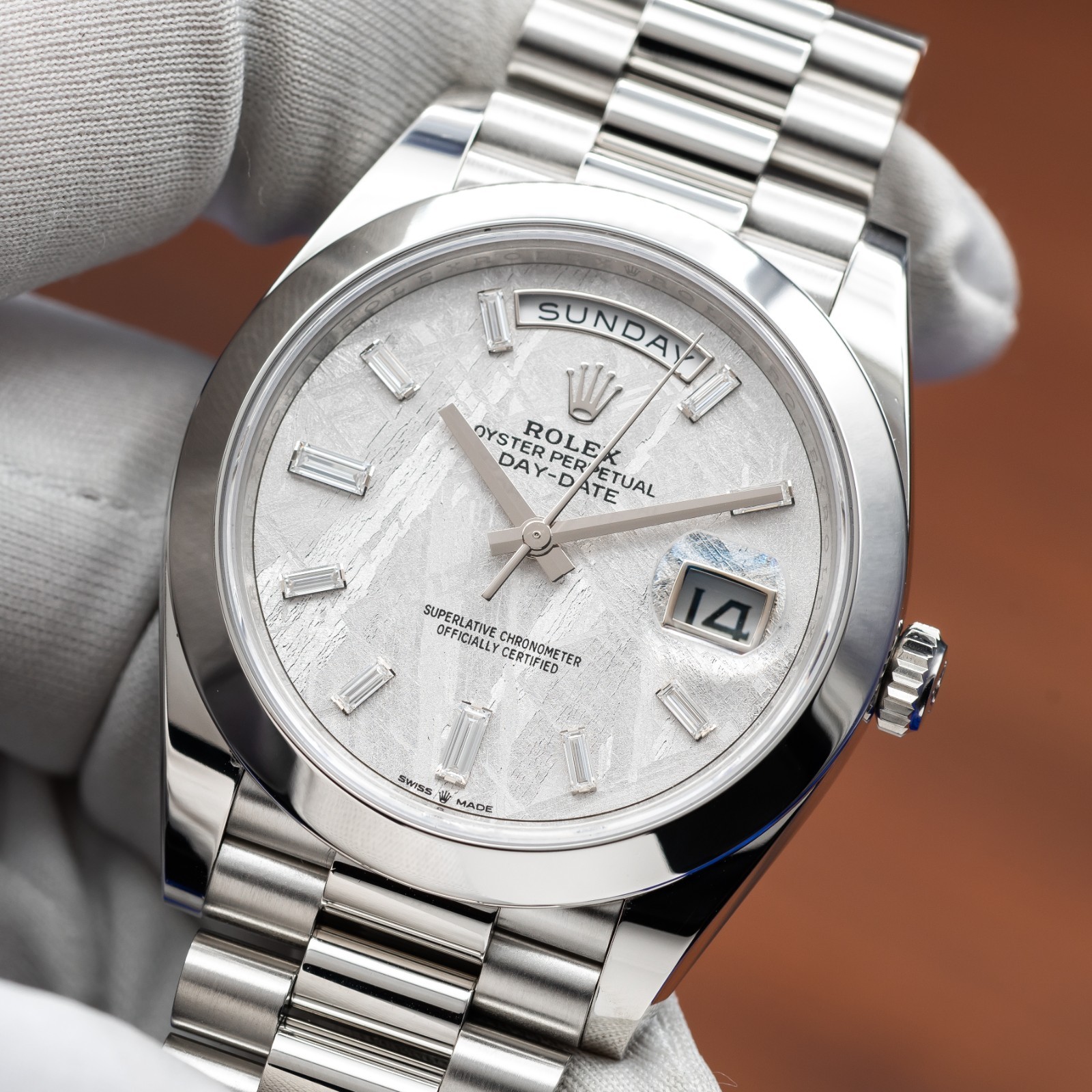 ROLEX Day-Date 40 Platinum President Meteorite Dial 228206