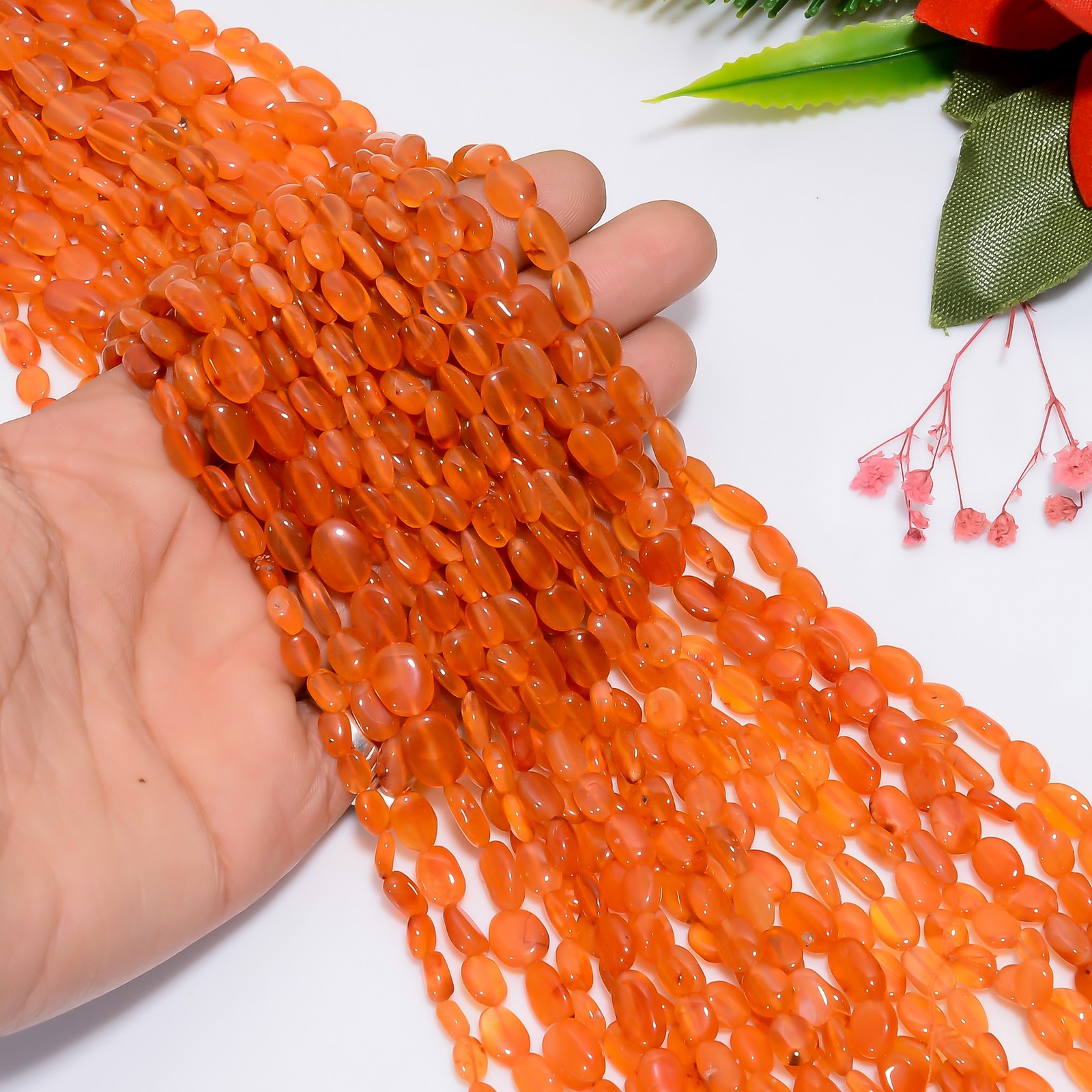 Carnelian Gemstone Oval Shape Smooth Beads 7X5 11X6 mm Strand 12.5″ UGB-858