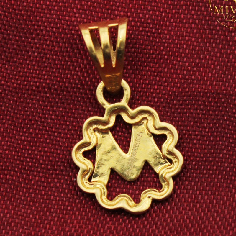 22CTS Gold Heart Pendant “M” Letter 2.87g Personalized Love Jewelry Gift Mom