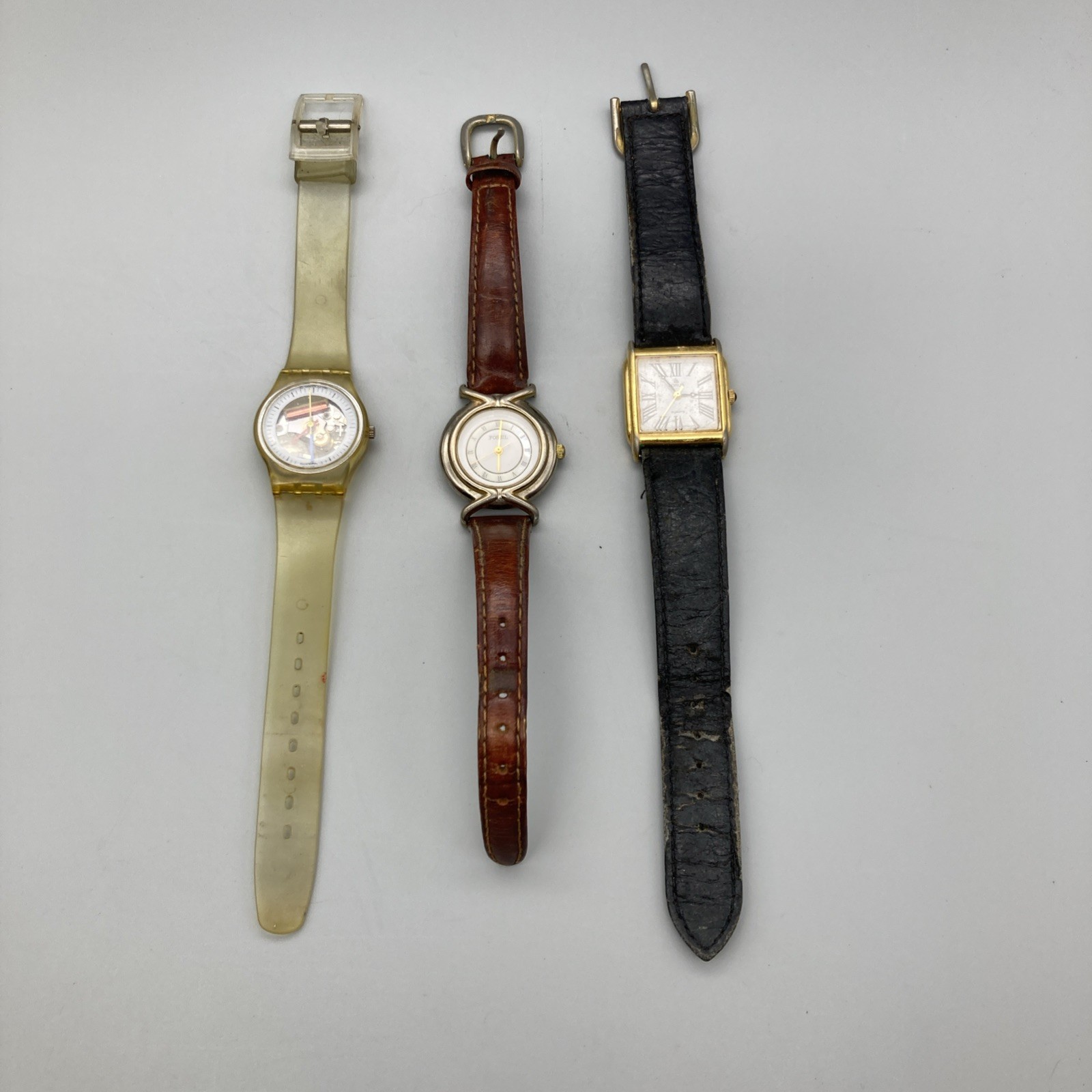 3 Vintage Women’s Watches Swatch Watch Skeleton 1985, Fossil(ES 8510),Lorus 1999