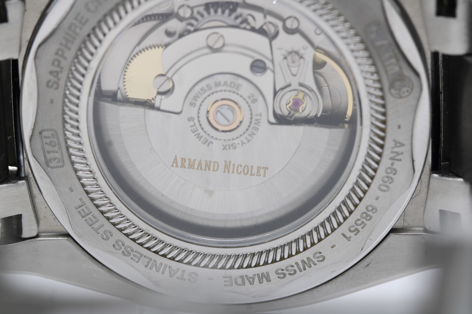 Armand Nicolet JH9 Tramelan 40mm Black Date Dial Automatic Watch W/ Box A660HAA