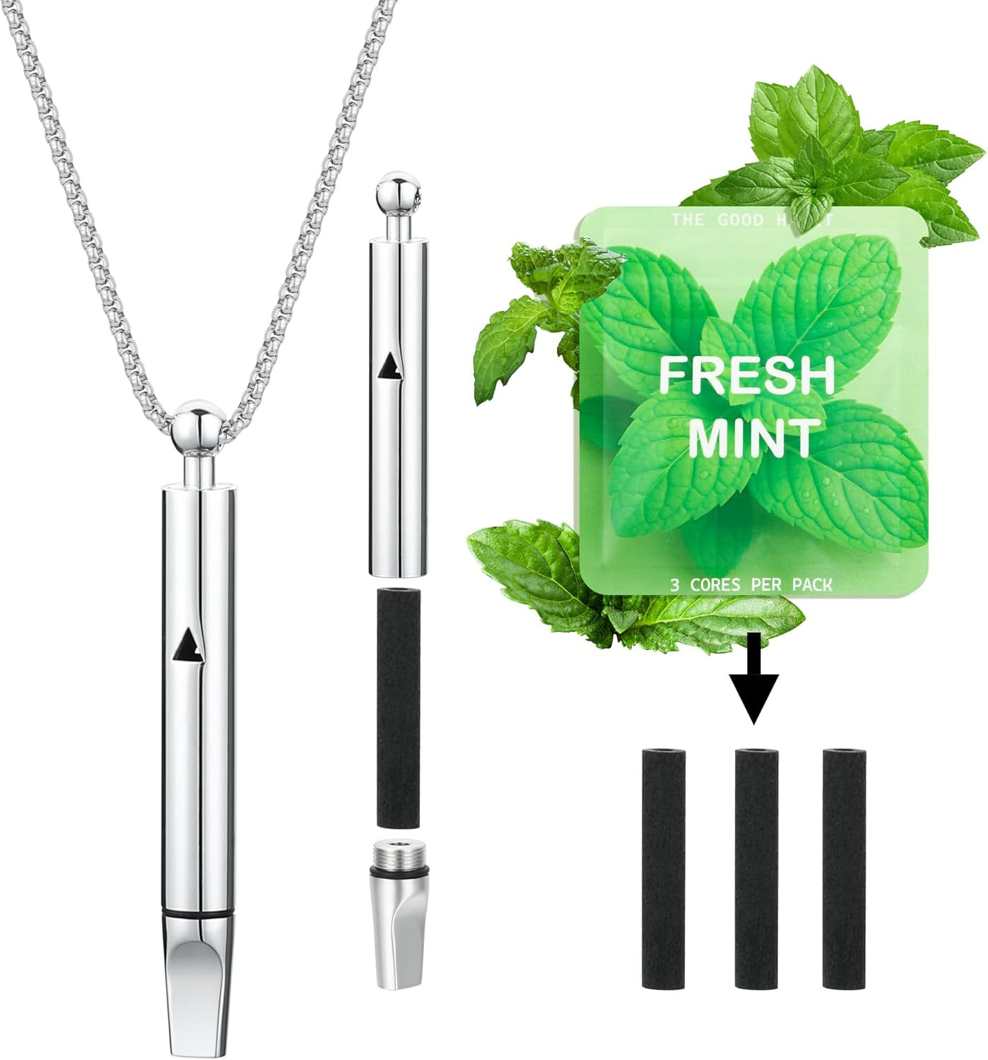 Breathe Free, Breathing Necklace with Adjustable Resistance, Quit Smoking Inhale