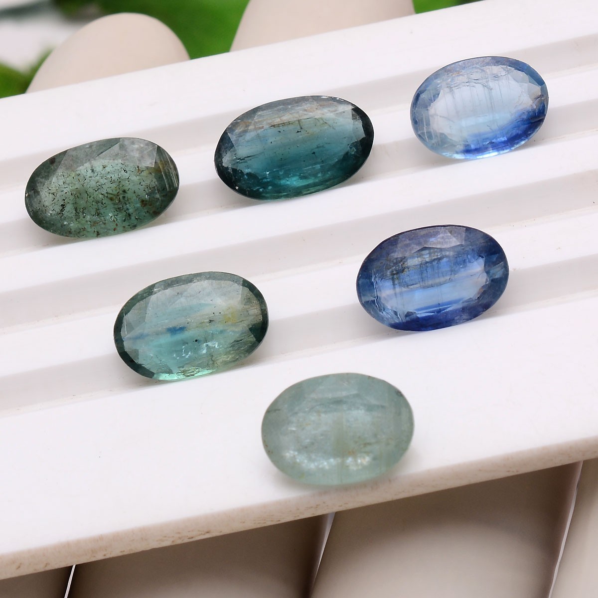 Set Of 6 Pcs Natural Kyanite Untreated Oval Faceted Cut Untreated Gemstones Lot
