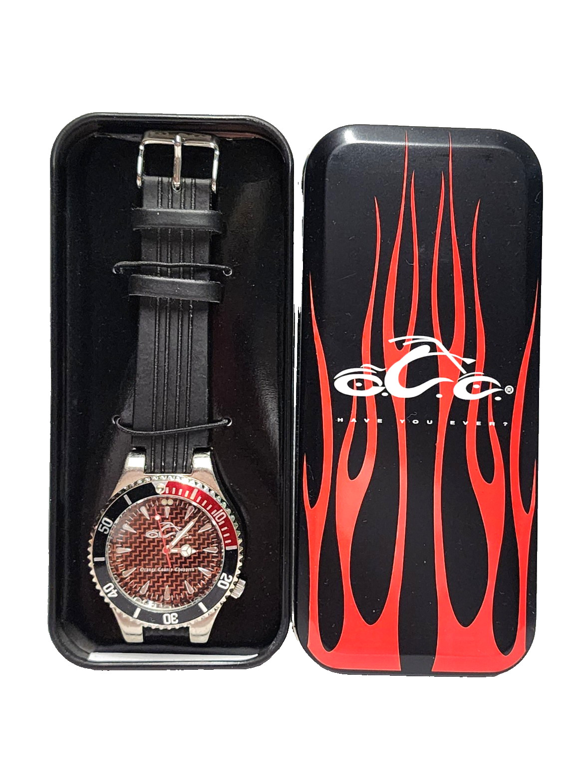 New 2004 Men’s Orange County Choppers Collectible Watch Red Black Chrome Logo