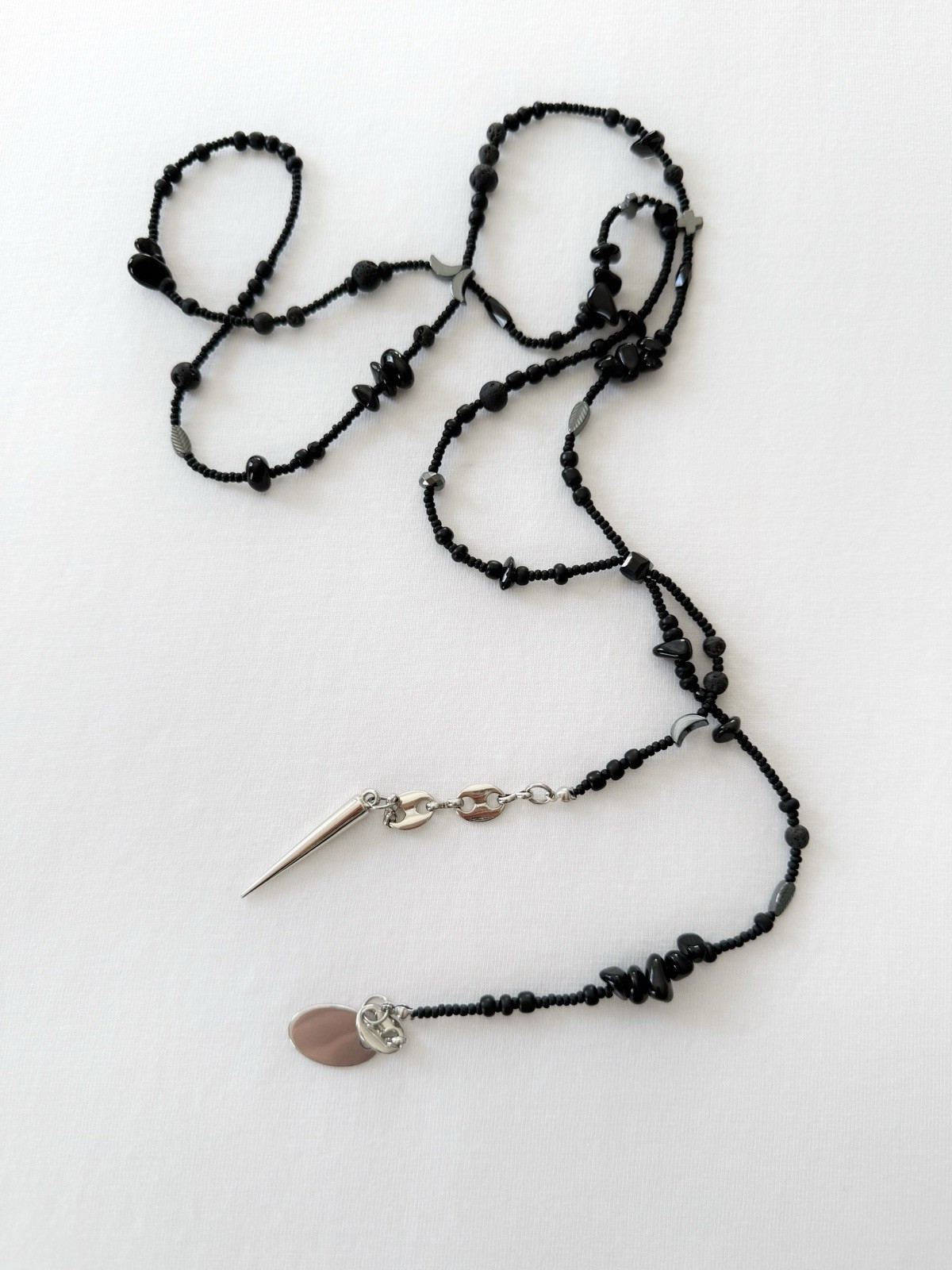 Everyday Black Handmade Necklace with Natural Stones – Agate, Lava & Hematite