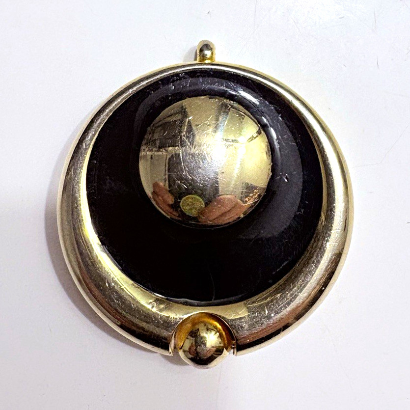 Working Designs Round Black Glass Bezel Charm Pendant, Gold Tone, Lucia pendant