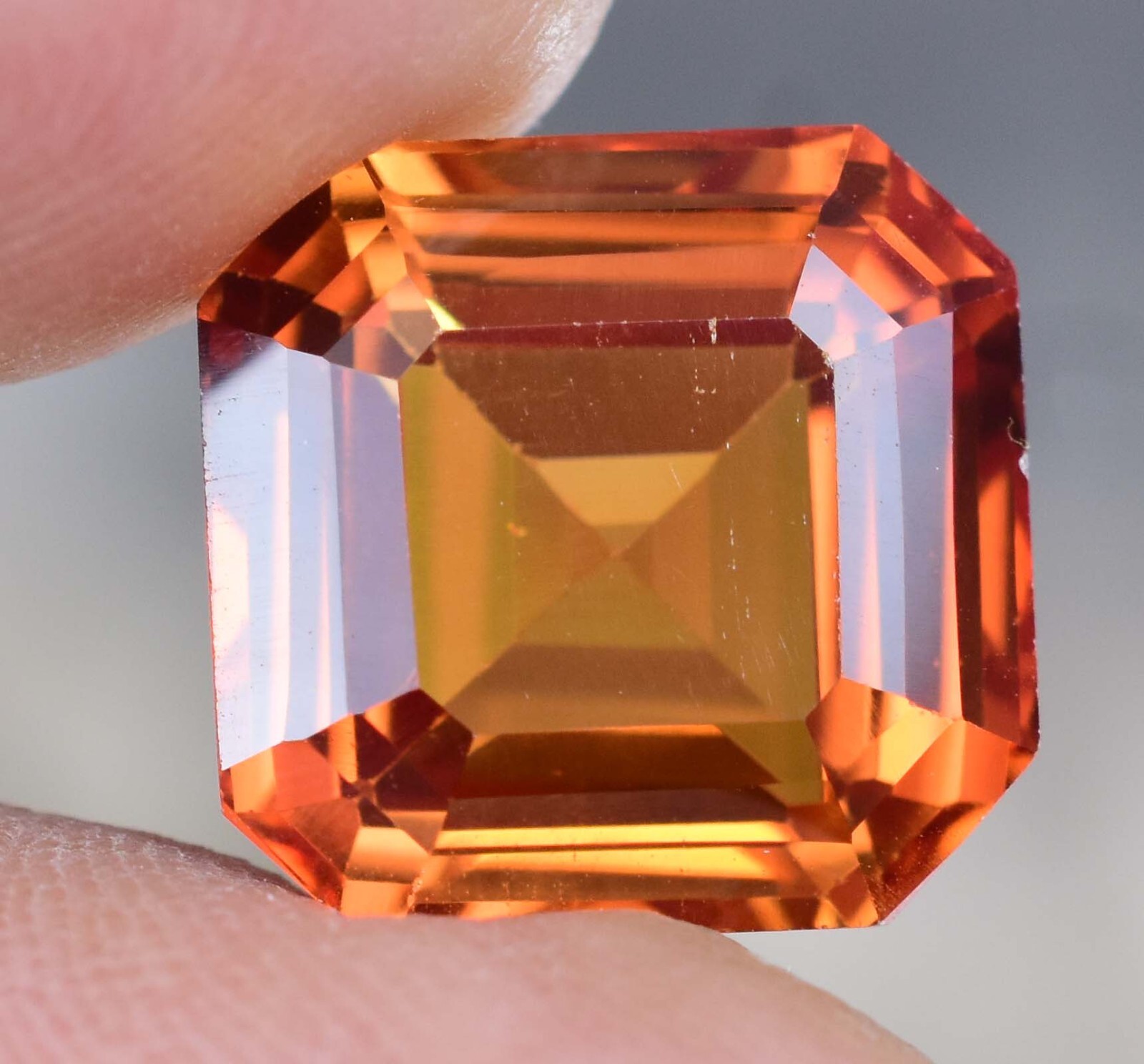 14.85Ct Natural Ceylon Padparadscha Sapphire Stunning Certified Asscher Gemstone
