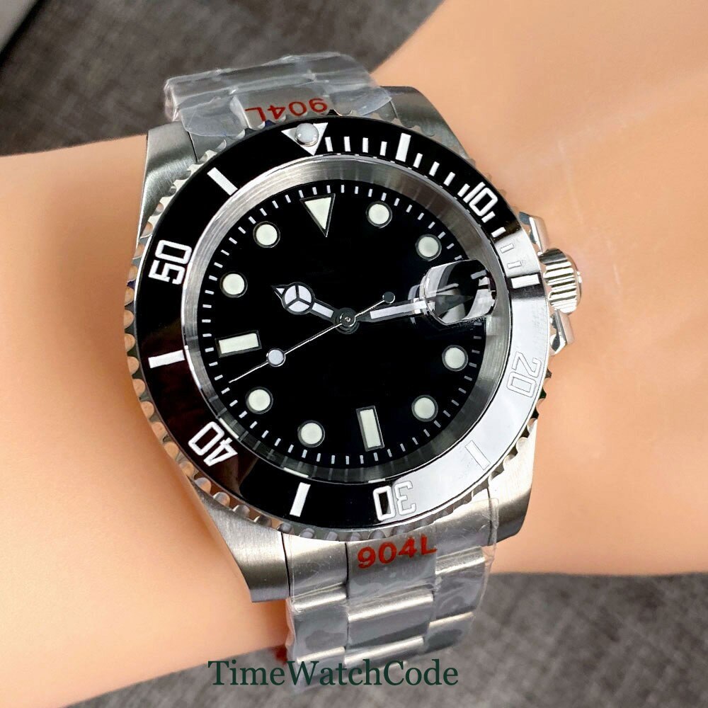 Tandorio 20ATM Diver Automatic Mens Watch NH35A Black Dial Sapphire Crystal Date