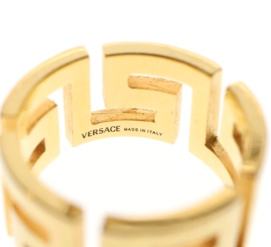 Versace Gold Color Metal “Greca” Ring Sz Italy 23