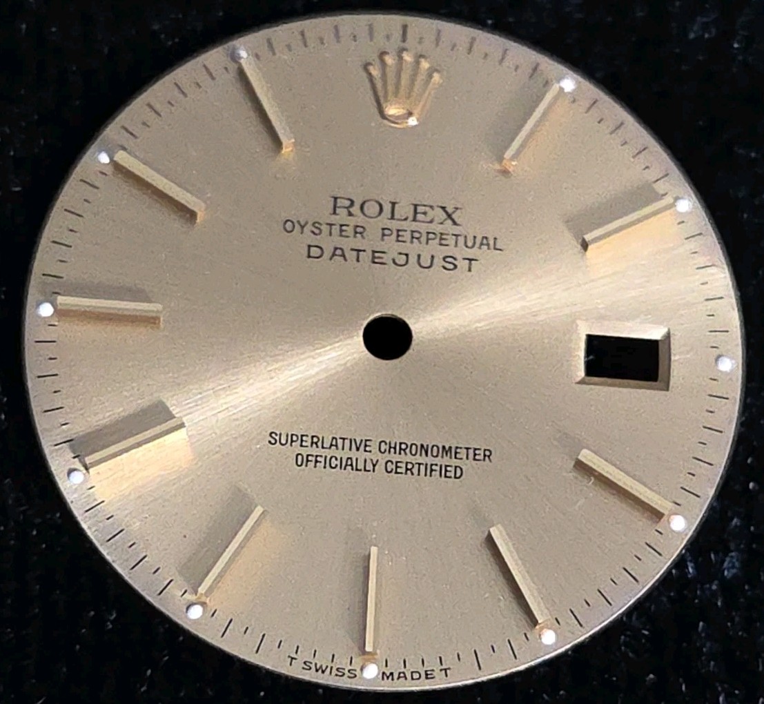 Rolex Datejust Original Dial 1960s Champagne Gold Sunburst Applied Indices