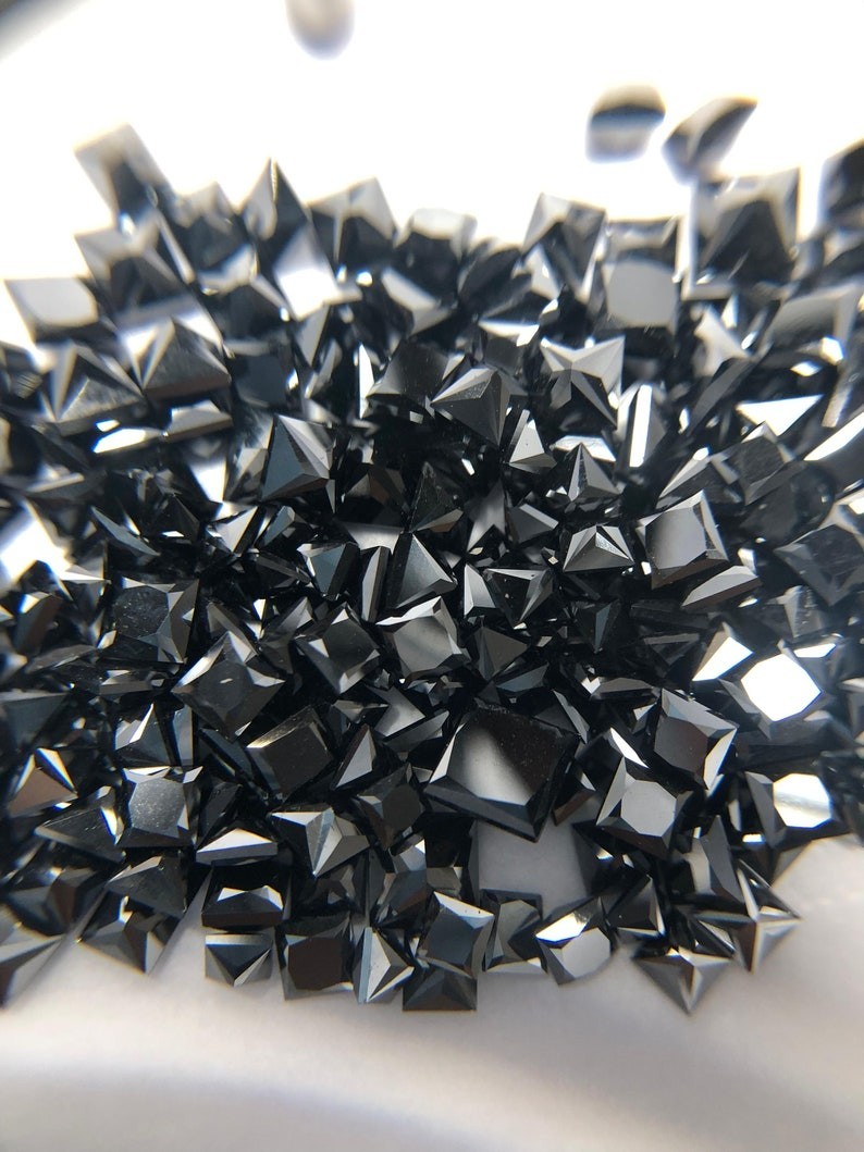 Princess Cut Black Melee Diamonds Lot Natural Loose Stones For Custom Jewelry