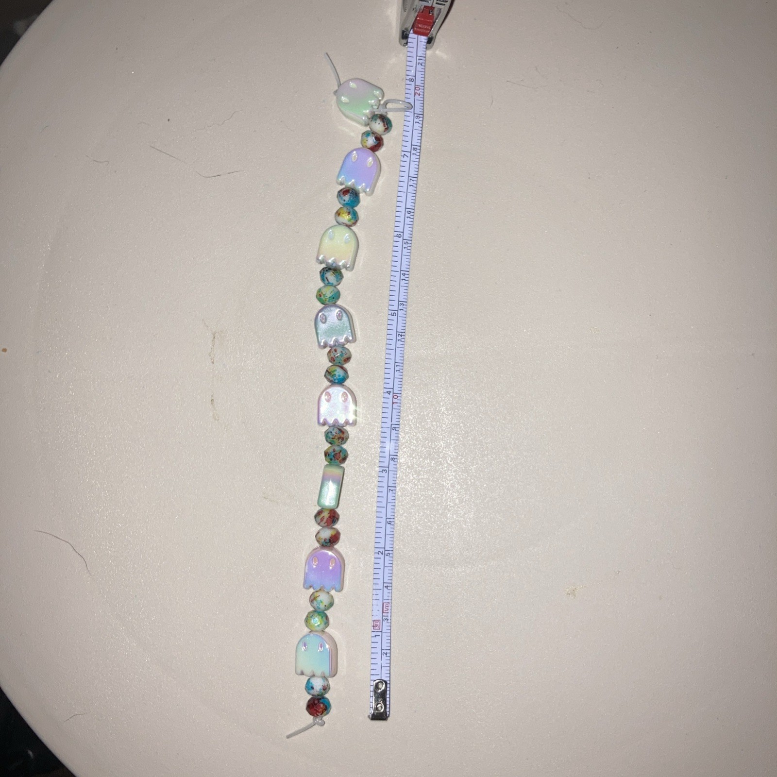 Retro y2k Iridescent Arcade Ghost Colorful Splatter Pac-Man Stretchy Bracelet