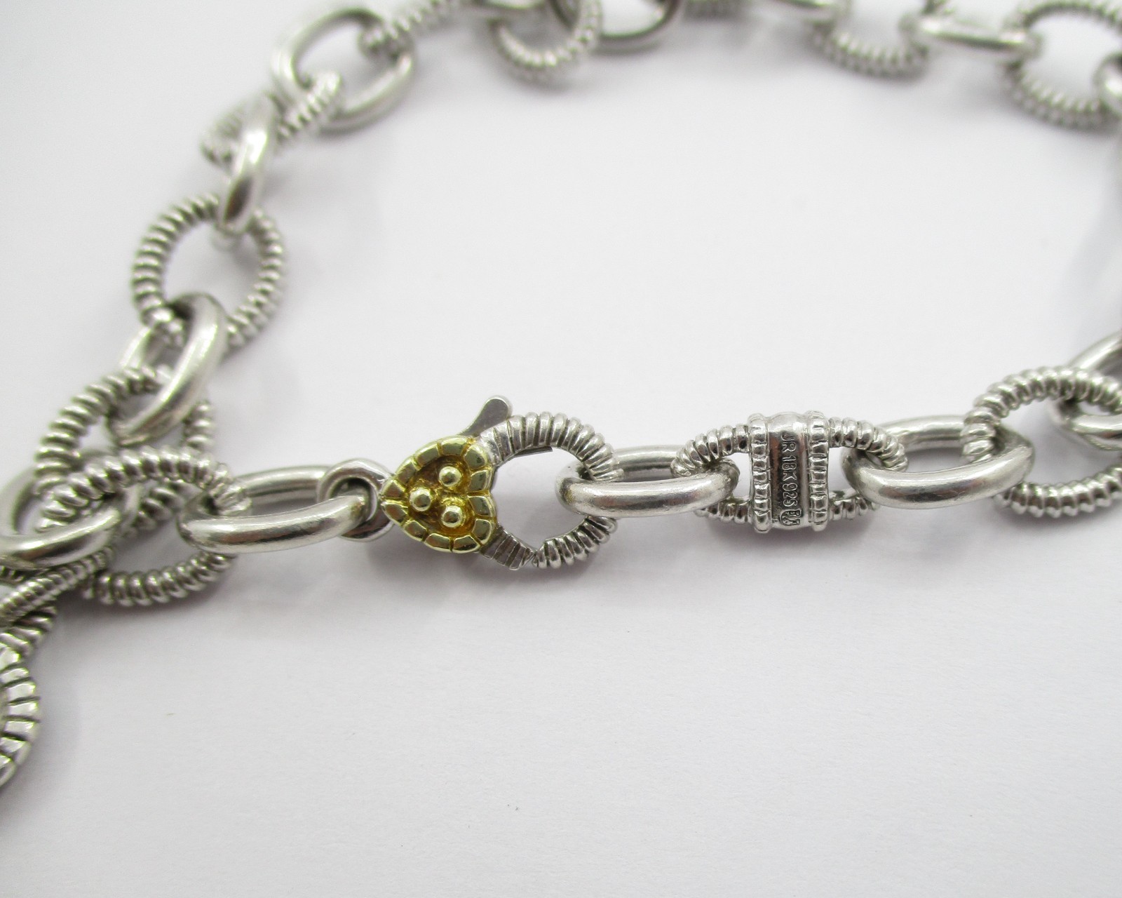 Judith Ripka 0.02CT Round Diamond Two Tone Sterling Yellow Gold Bracelet 7.25″