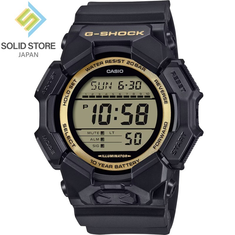CASIO G-SHOCK GD-010GB-1A9JF Black and Gold Series Big Case Digital Watch 51.9mm