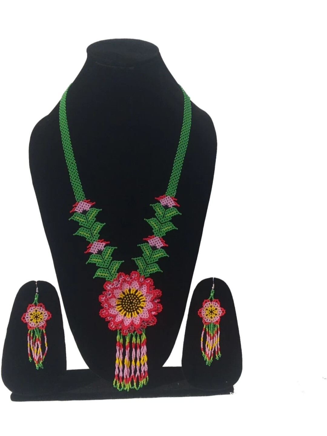 Handmade Necklace Seed Bead Boho American Style Nativ Beaded Multi Strand