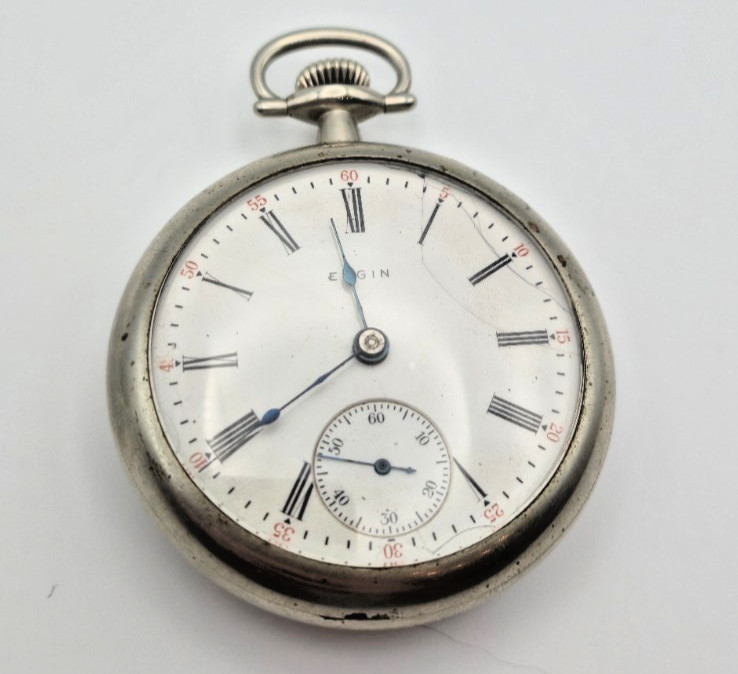 1909 Elgin Grade 291 16s 7J Pocket Watch Keystone Base Metal Runs
