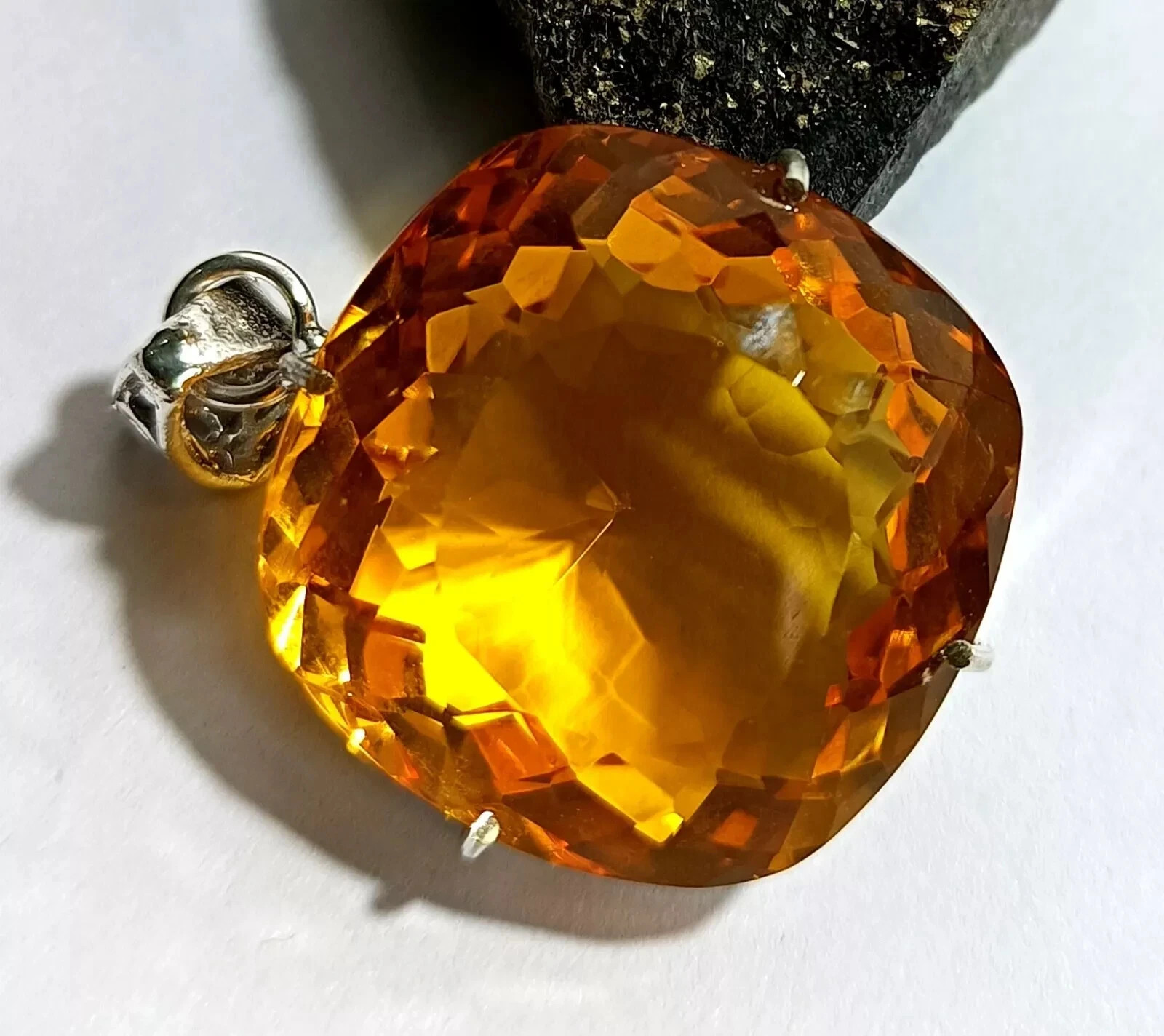 Natural 140 Ct Citrine 925 Sterling Silver Cushion Cut Pendant AAA Gem