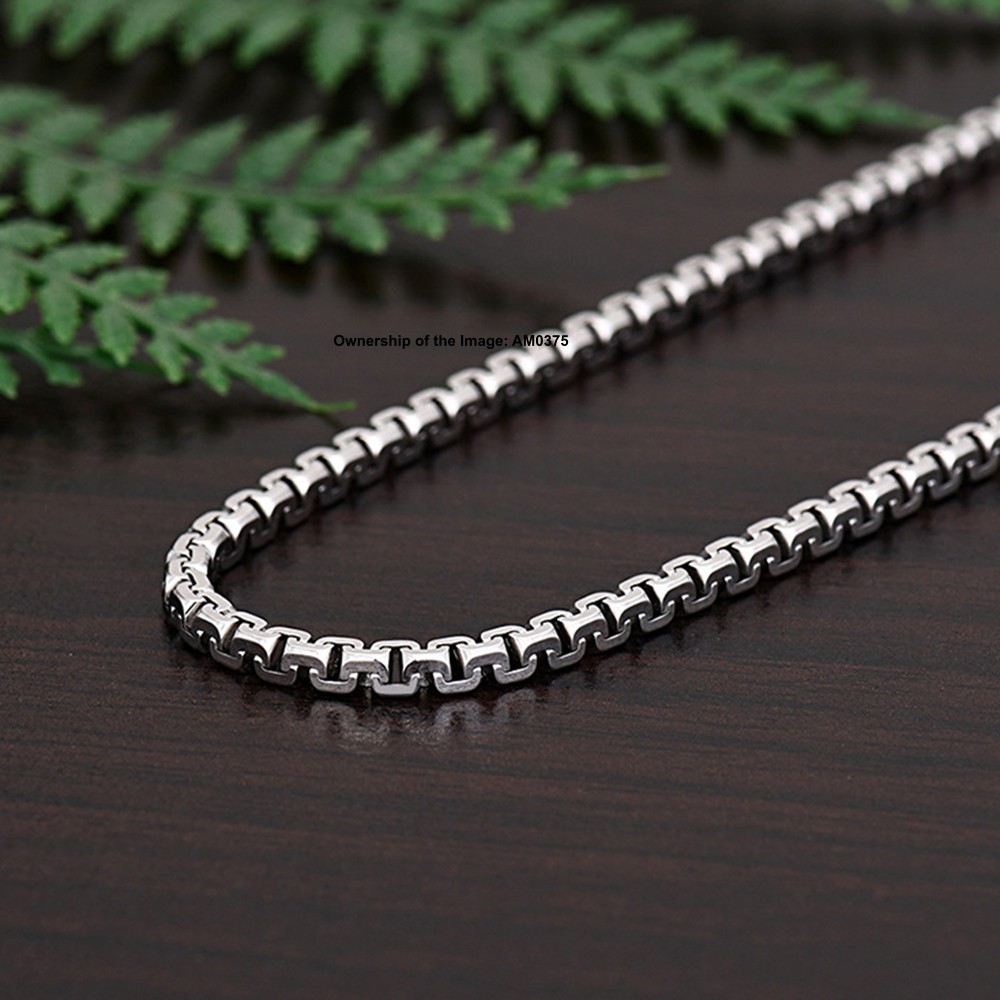 Pure 925 Sterling Silver Necklace -2.5mm Box Link Chain Necklace 50-60cm