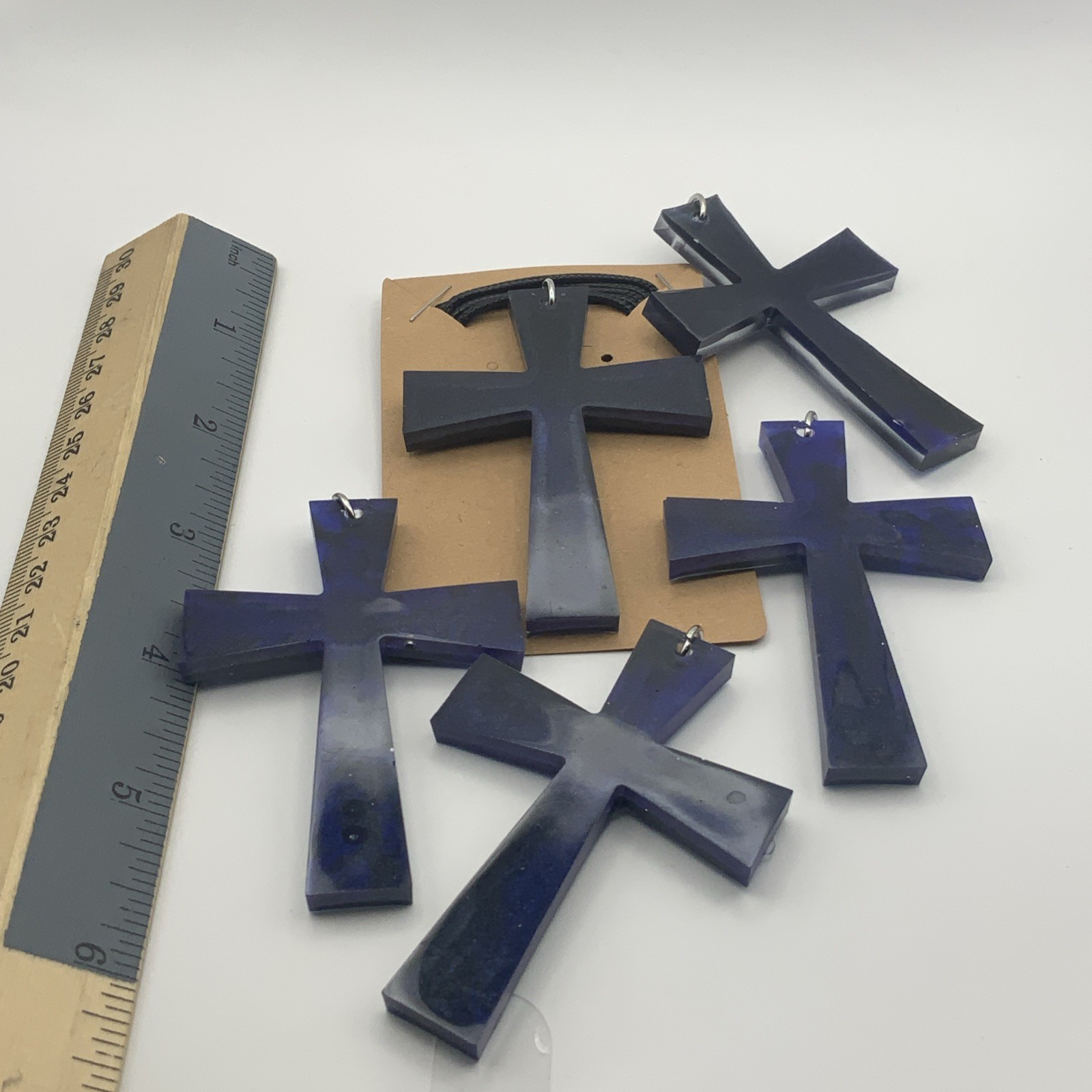 House Of David Handmade Cross Necklace Blue Midnight