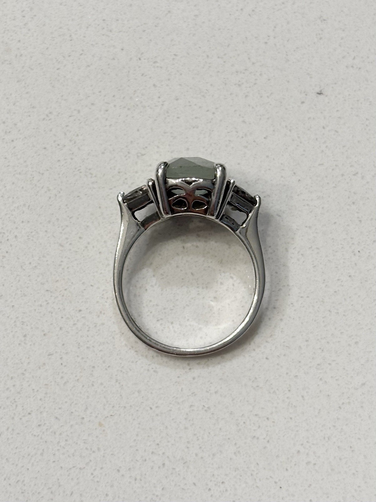 RJ Graziano Jadeite Cushion Cut & CZ Sterling Silver 925 Cocktail Ring Size 5