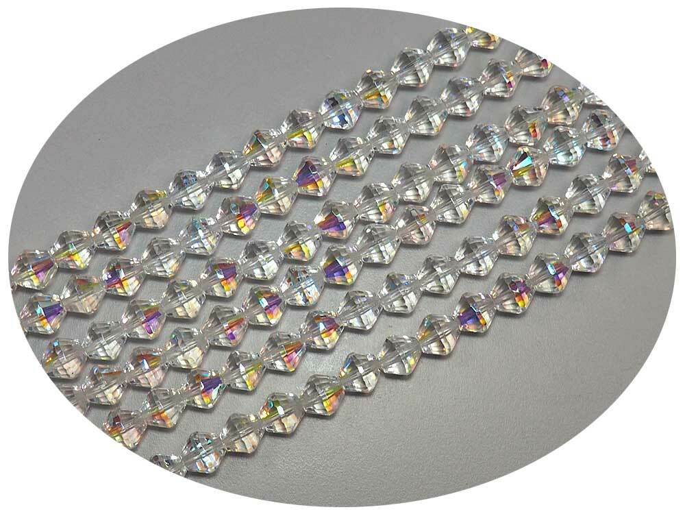 50 Czech Glass Bicone Shape Fire Polished Beads 8mm Crystal AB coated, P783