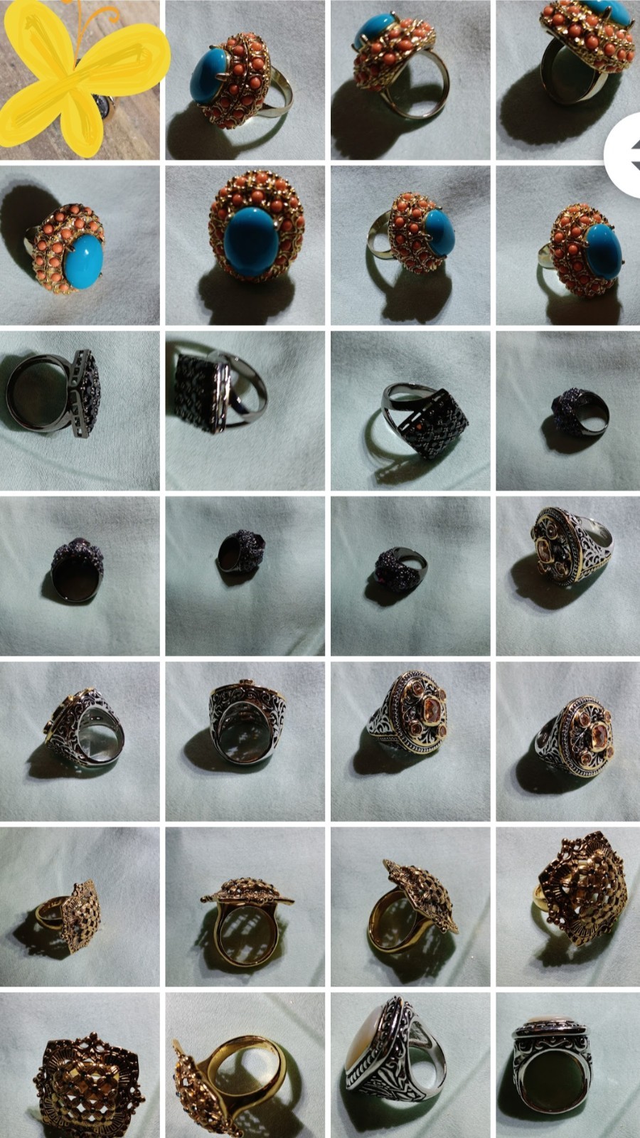 28 Pc Estate Costume Ring Lot Chunky Statement Chico’s Cannes 18K HGE w/ Tray